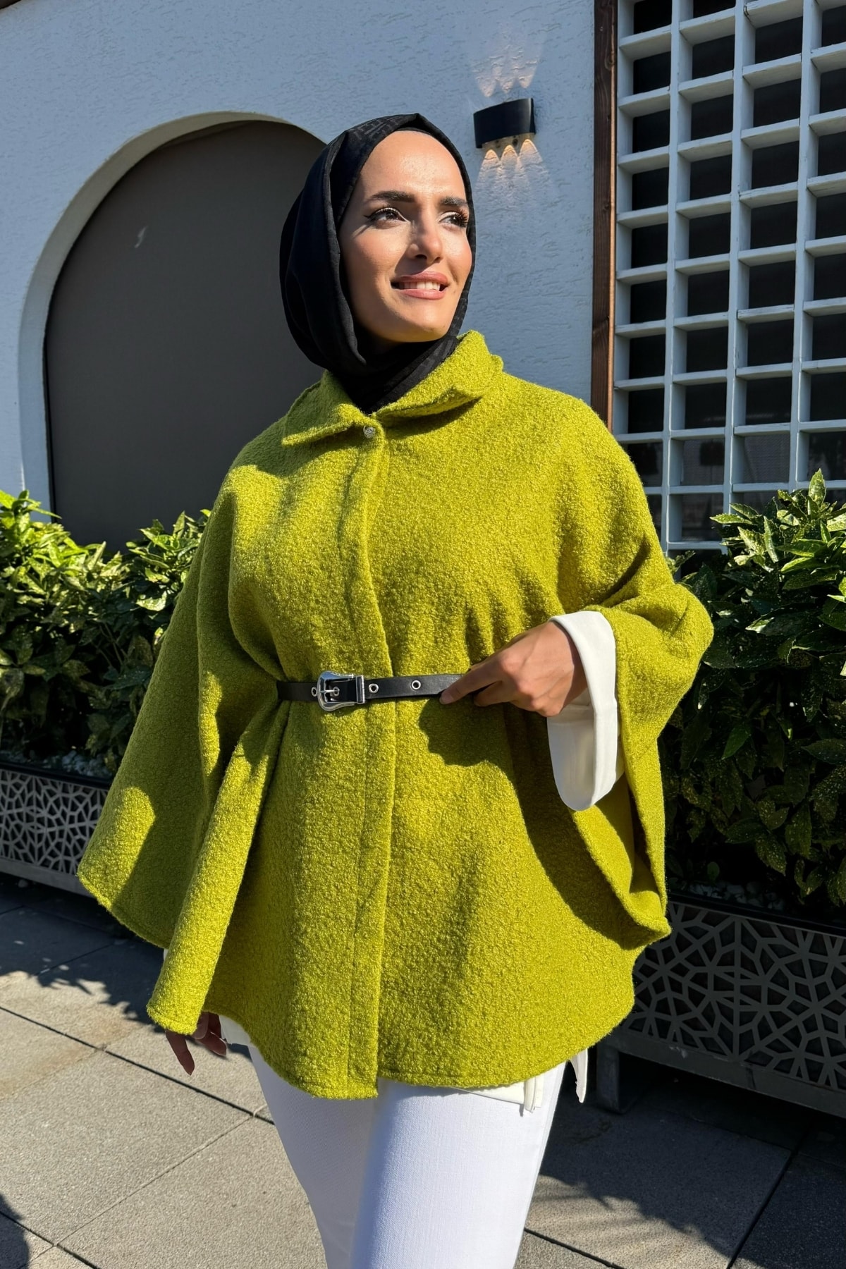 Touch Kemer Detaylı Buklet Panço - Lime