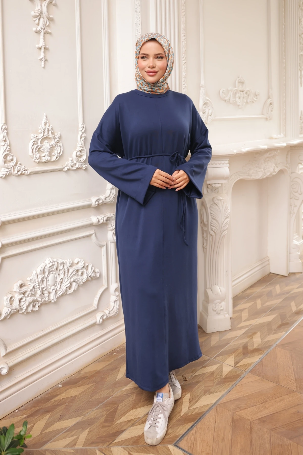 Beli Kuşaklı Oysho Elbise - Lacivert