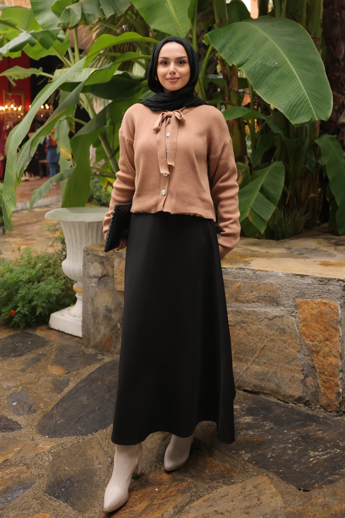 Yüksek Bel Maxi Etek - Siyah