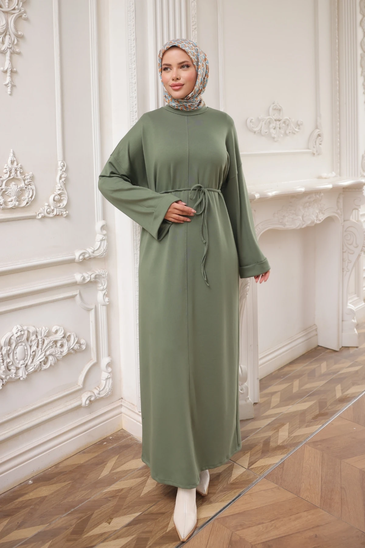 Beli Kuşaklı Oysho Elbise - Haki