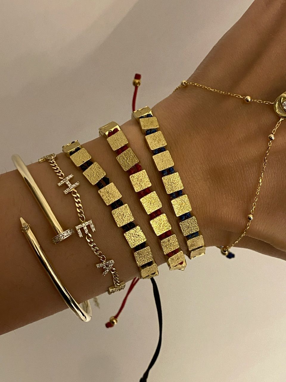 Bronz | El Yapımı Kare Plakalı Bileklik