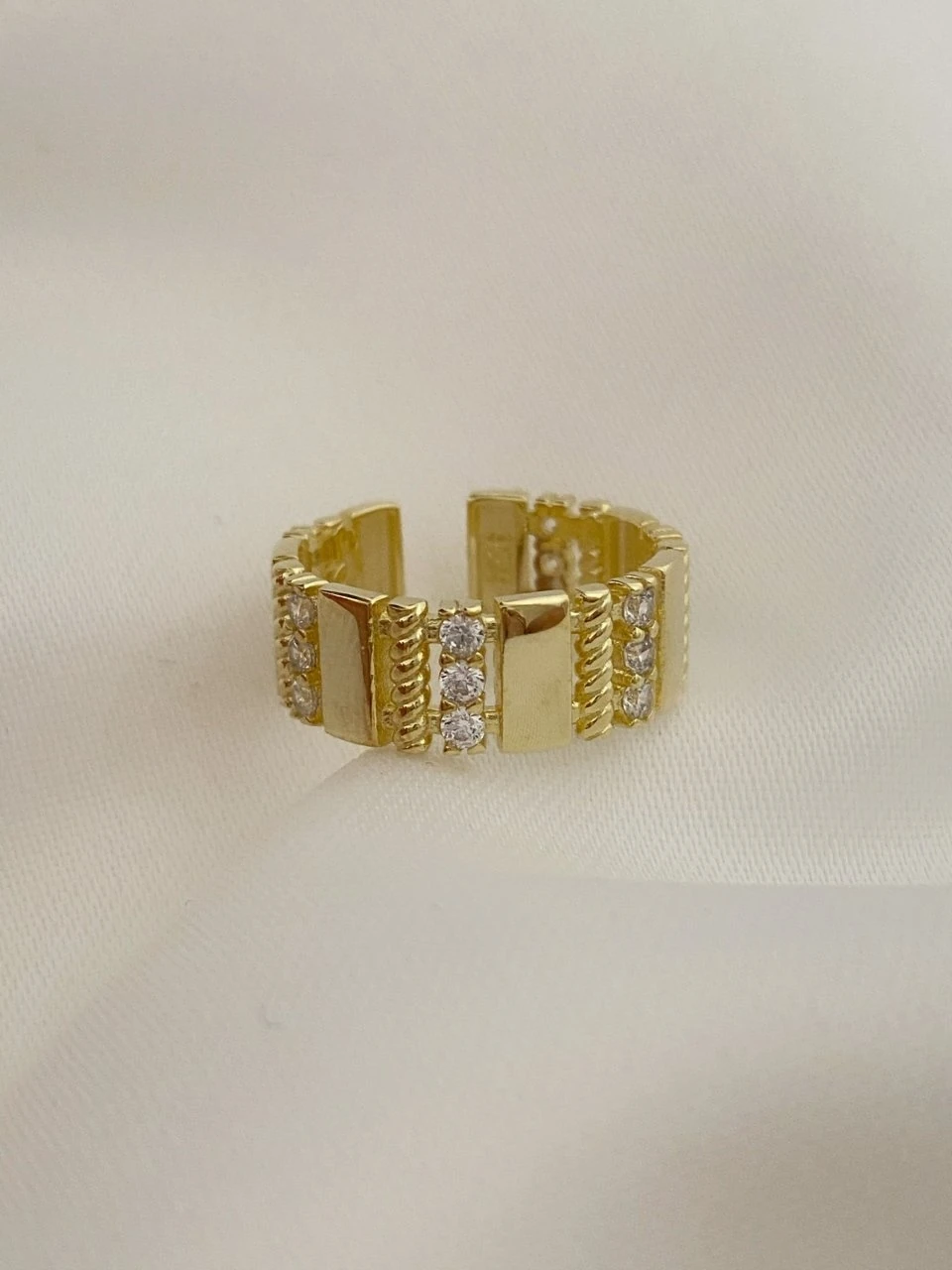 925 Gümüş | Taşlı Vintage Şerit Yüzük