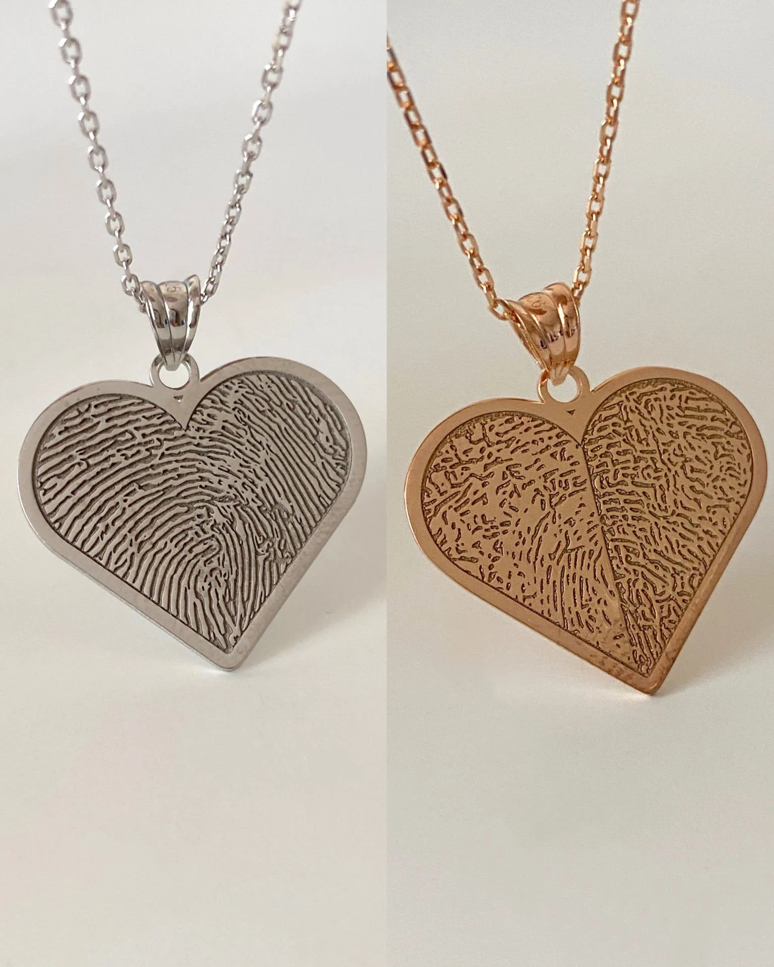 925 Gümüş | İstediğin 2 Parmak İzinin Birleşimi Kalp Kolye