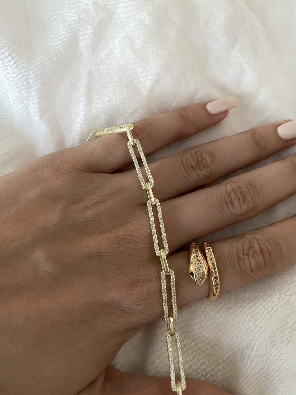 925 Gümüş | Taşlı Dikdörtgen Zincir Bileklik