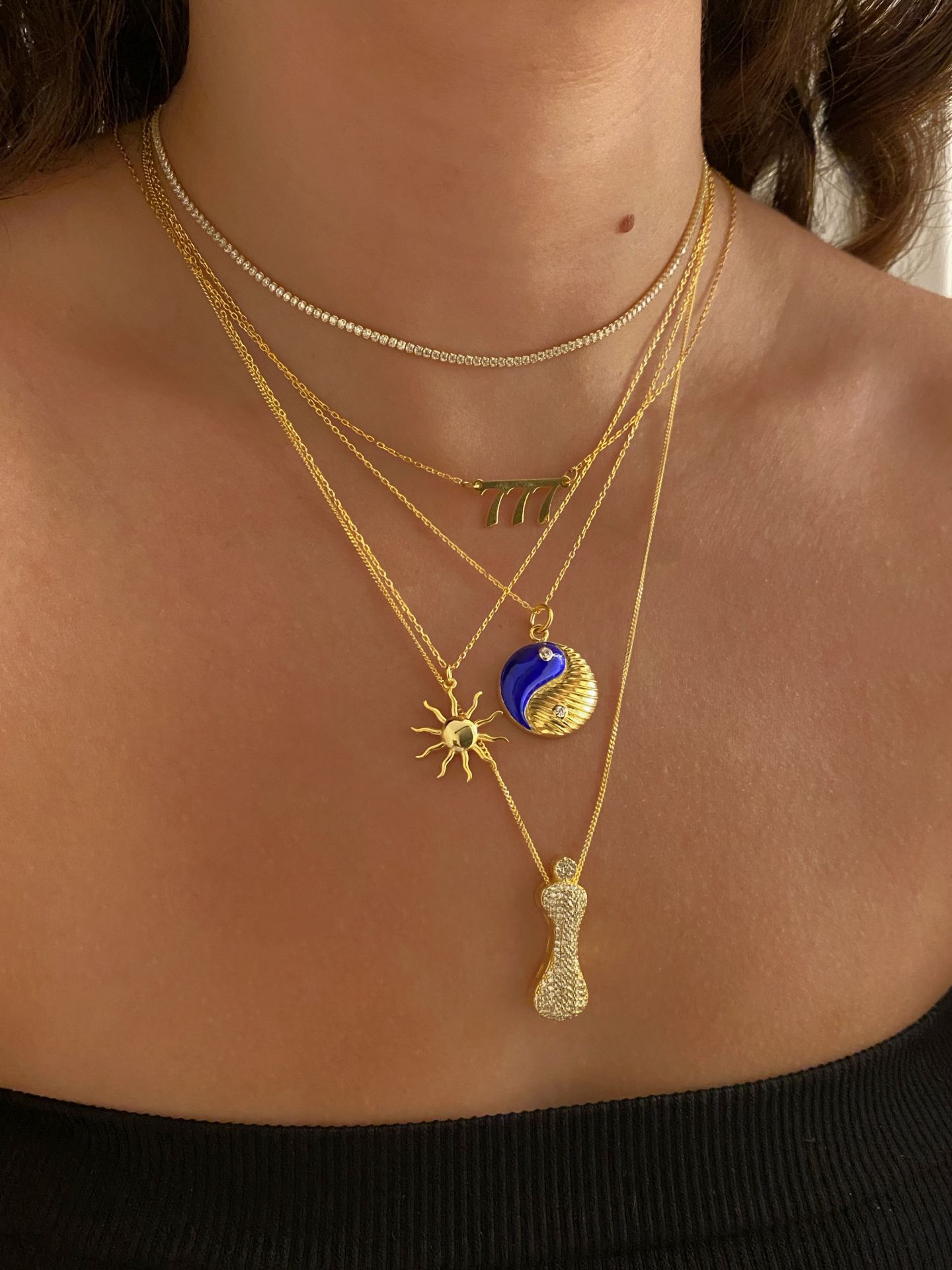 925 Gümüş | Lacivert Mineli Yin Yang Kolye