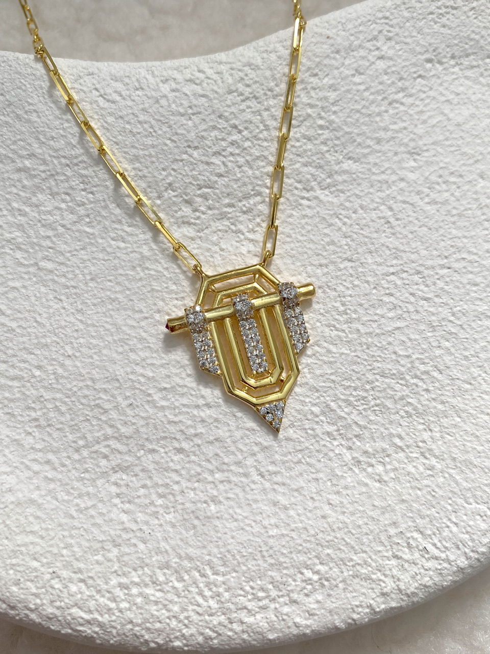 925 Gümüş | Büyük Boy Trend Taş Detaylı Kolye (Serenay Kolyesi)