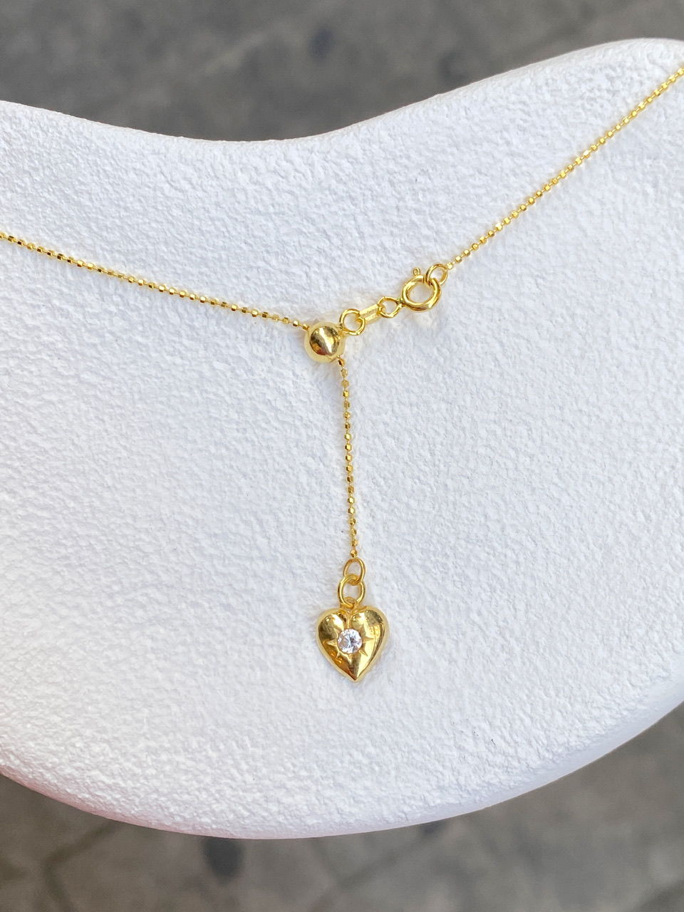 925 Gümüş | Kalp Figürlü Ayarlanabilir Asansör Zincir Kolye