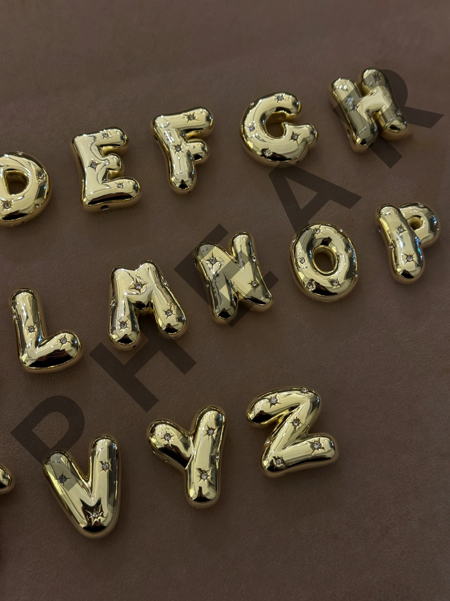 925 Gümüş | Yıldızlı Taş Detaylı 3 Boyutlu Balon Harf Kolye