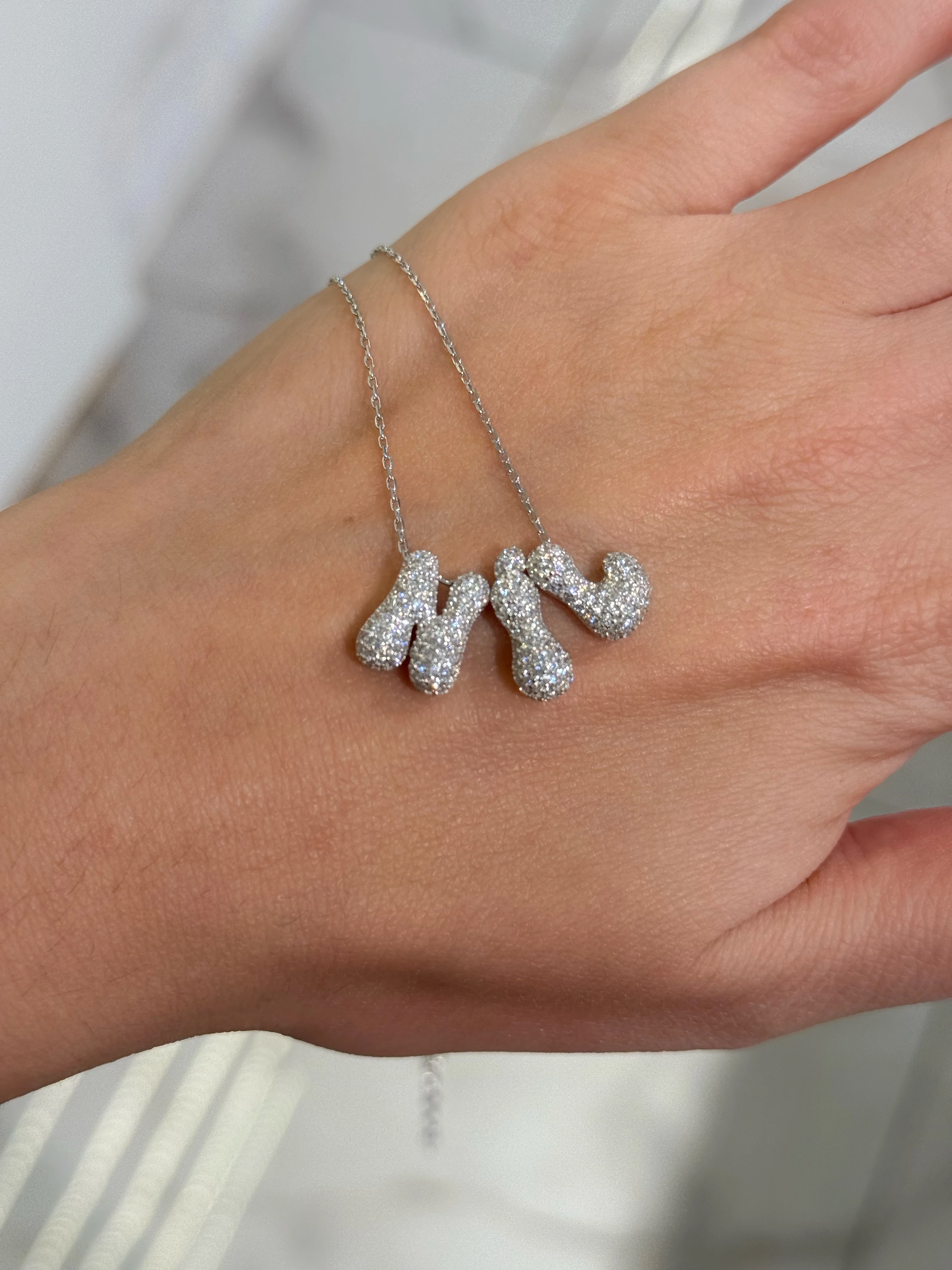 925 Gümüş | İstediğini Yazdır 3 Boyutlu Taşlı Mini Bubble Kolye