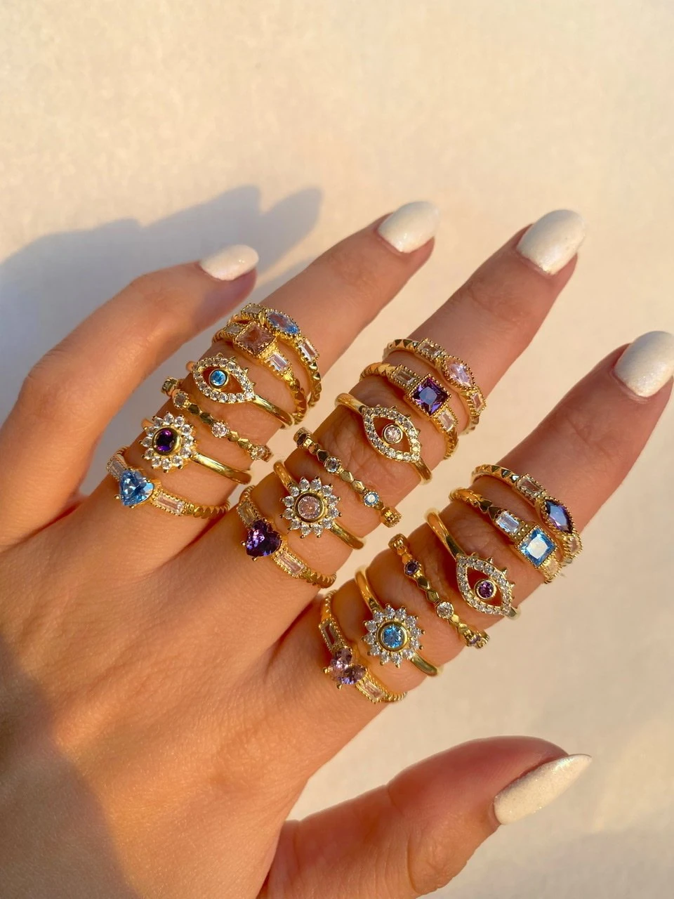 925 Gümüş | Renkli Taşlı Güneş Yüzük