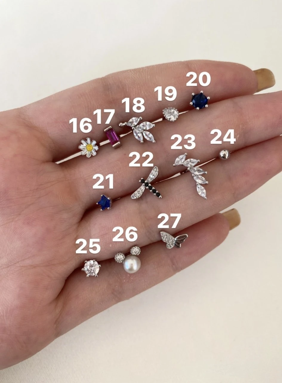 925 Gümüş | Silver Renk Tragus Uyumlu Piercingler