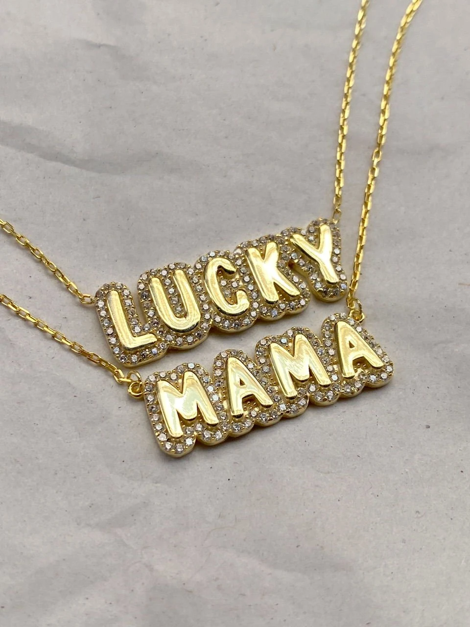 925 Gümüş | İstediğini Yazdır Taşlı 3 Boyutlu Bombeli Kolye