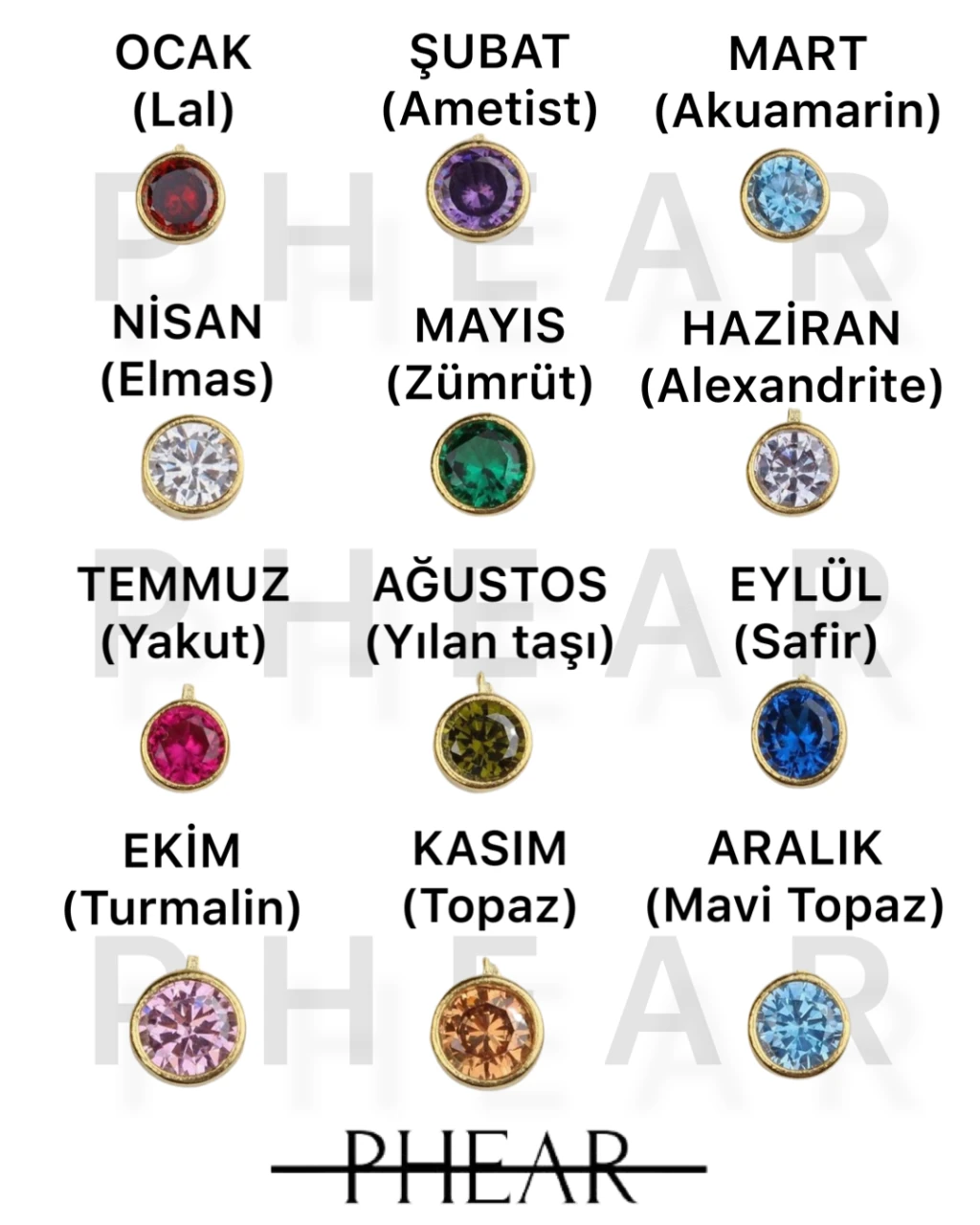 925 Gümüş | Doğum Ayı Taşlı Burç Sembolü Kolye