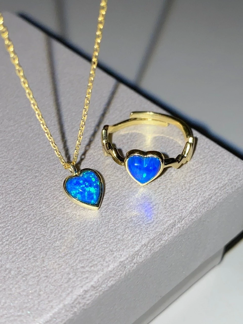 925 Gümüş | Opal Taşlı Kalp Kolye