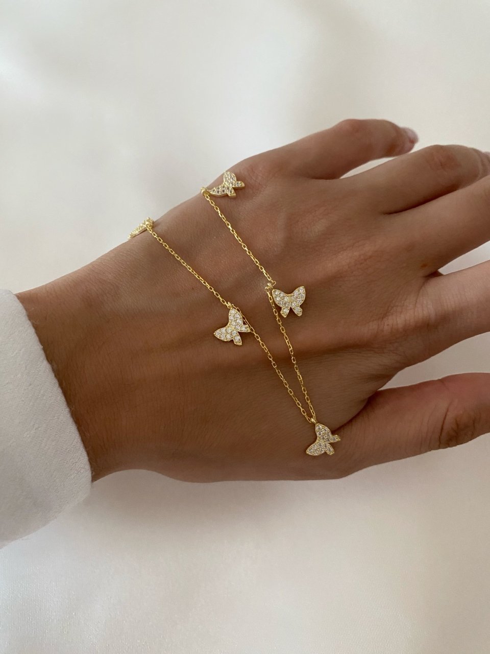 925 Gümüş | Taşlı Kelebek Charm Kolye