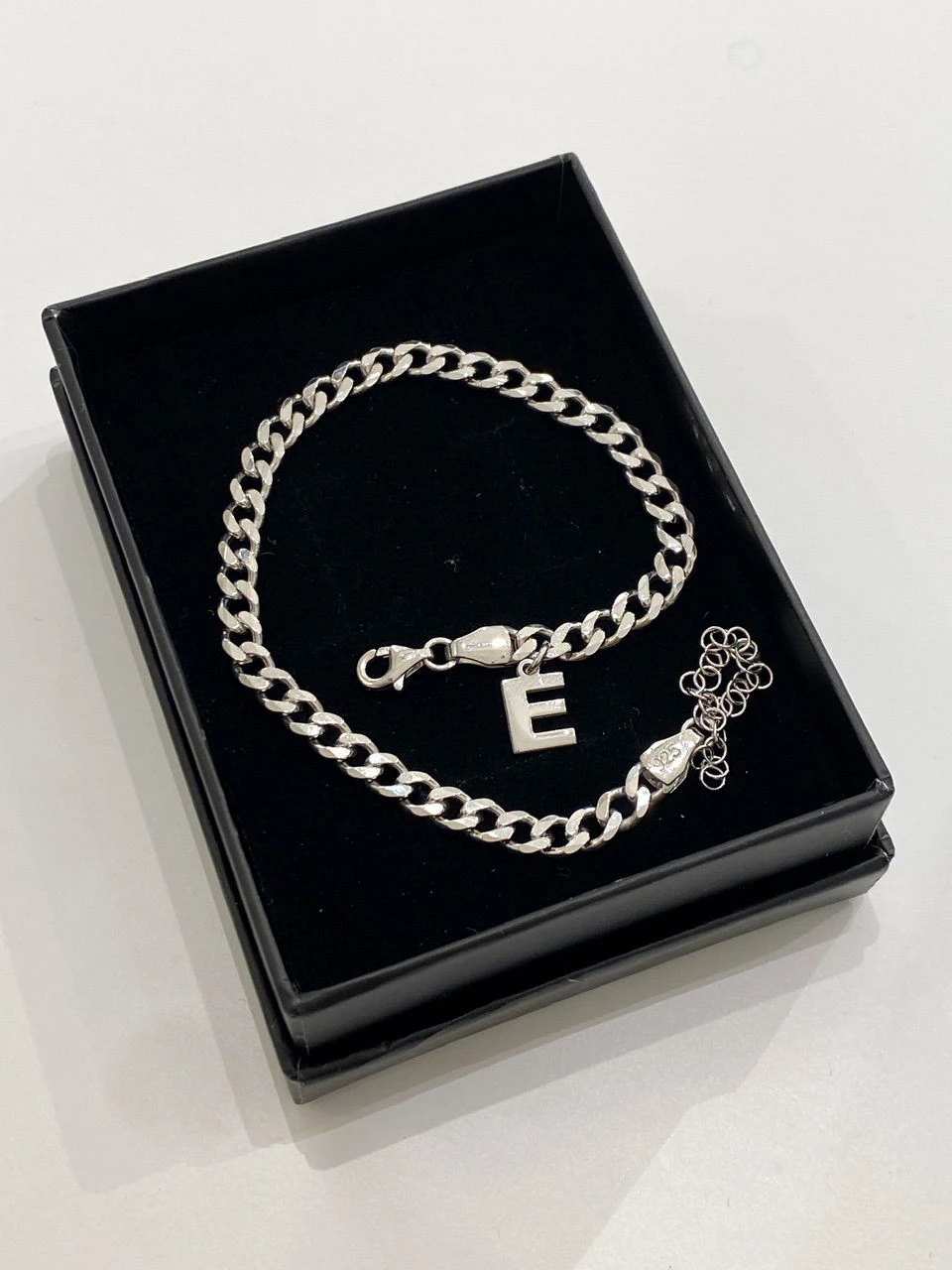 925 Gümüş | Harf Charmlı Unisex Kalın Gurmet Bileklik