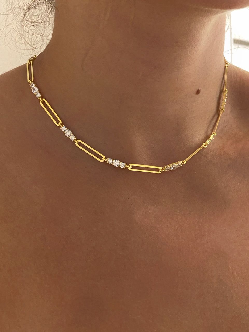 925 Gümüş | 3'lü Taş Detaylı Dikdörtgen Zincir Kolye