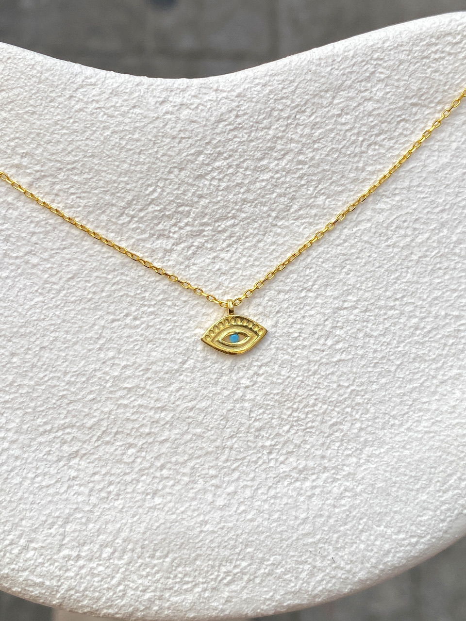 925 Gümüş | Minimal Turkuaz Taşlı Göz Kolye