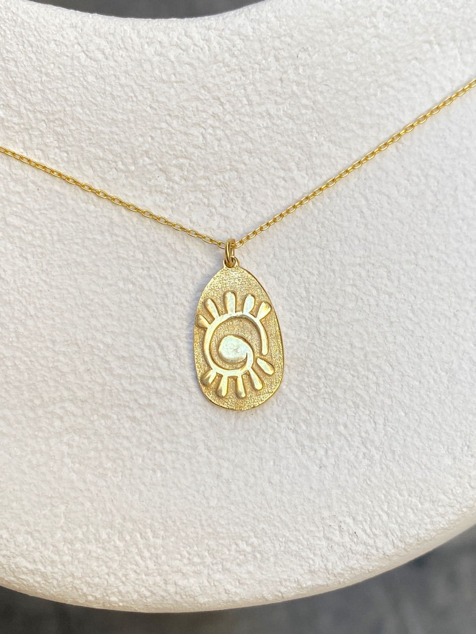 925 Gümüş | Güneş Figürlü Madalyon Kolye