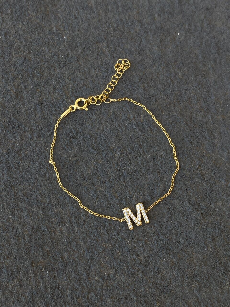 925 Gümüş | İstediğini Yazdır Taşlı Harf Bileklik