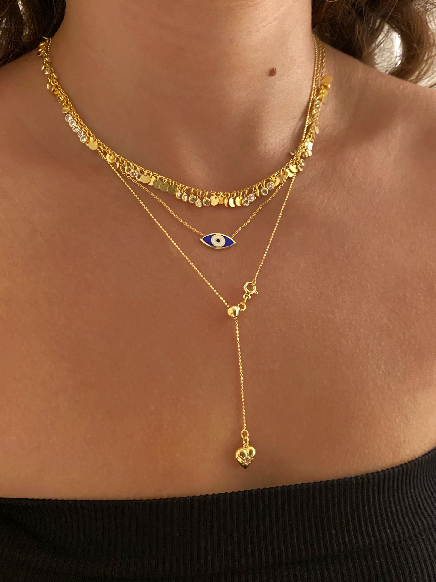 925 Gümüş | Kalp Figürlü Ayarlanabilir Asansör Zincir Kolye