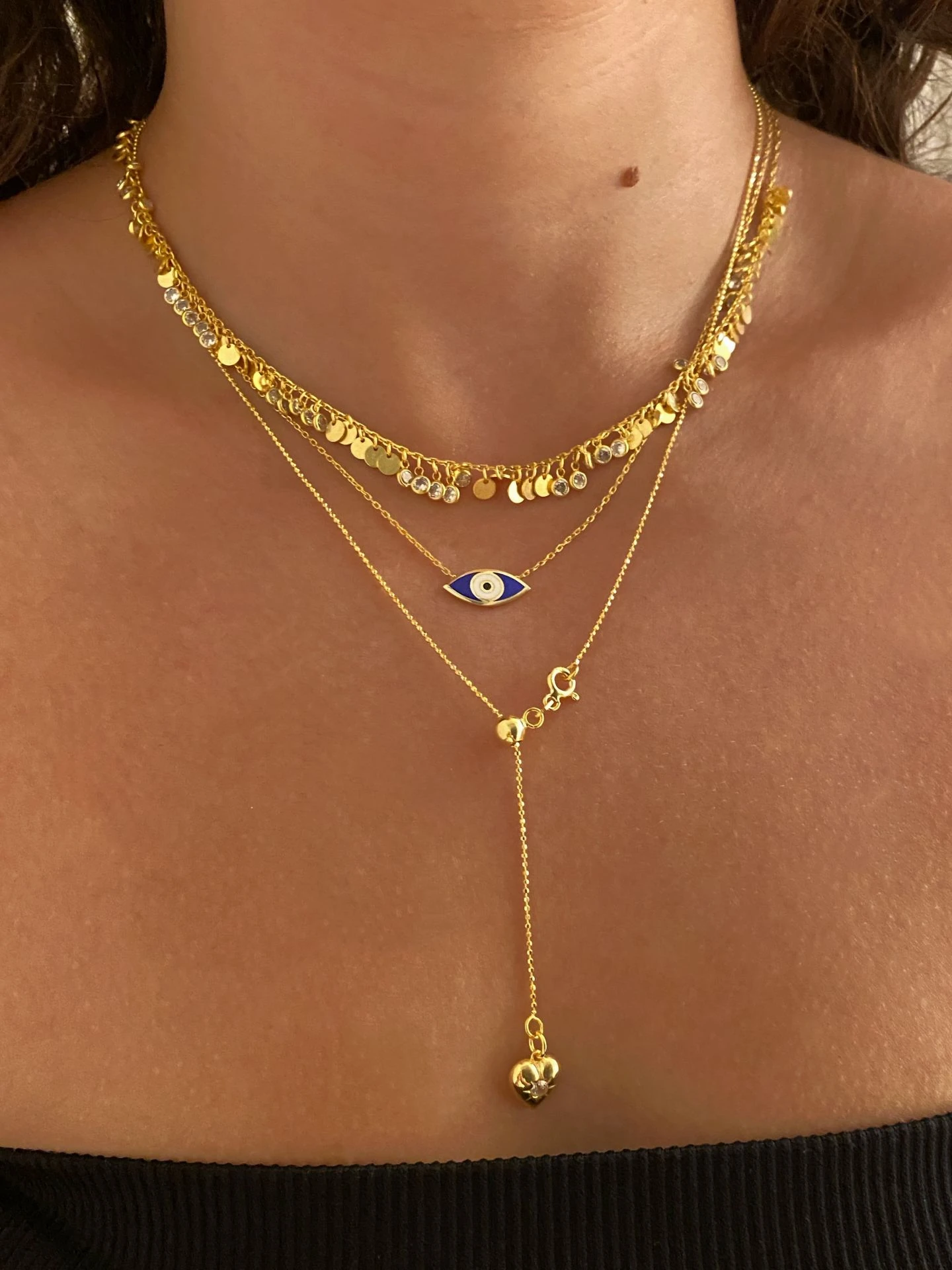 925 Gümüş | Kalp Figürlü Ayarlanabilir Asansör Zincir Kolye