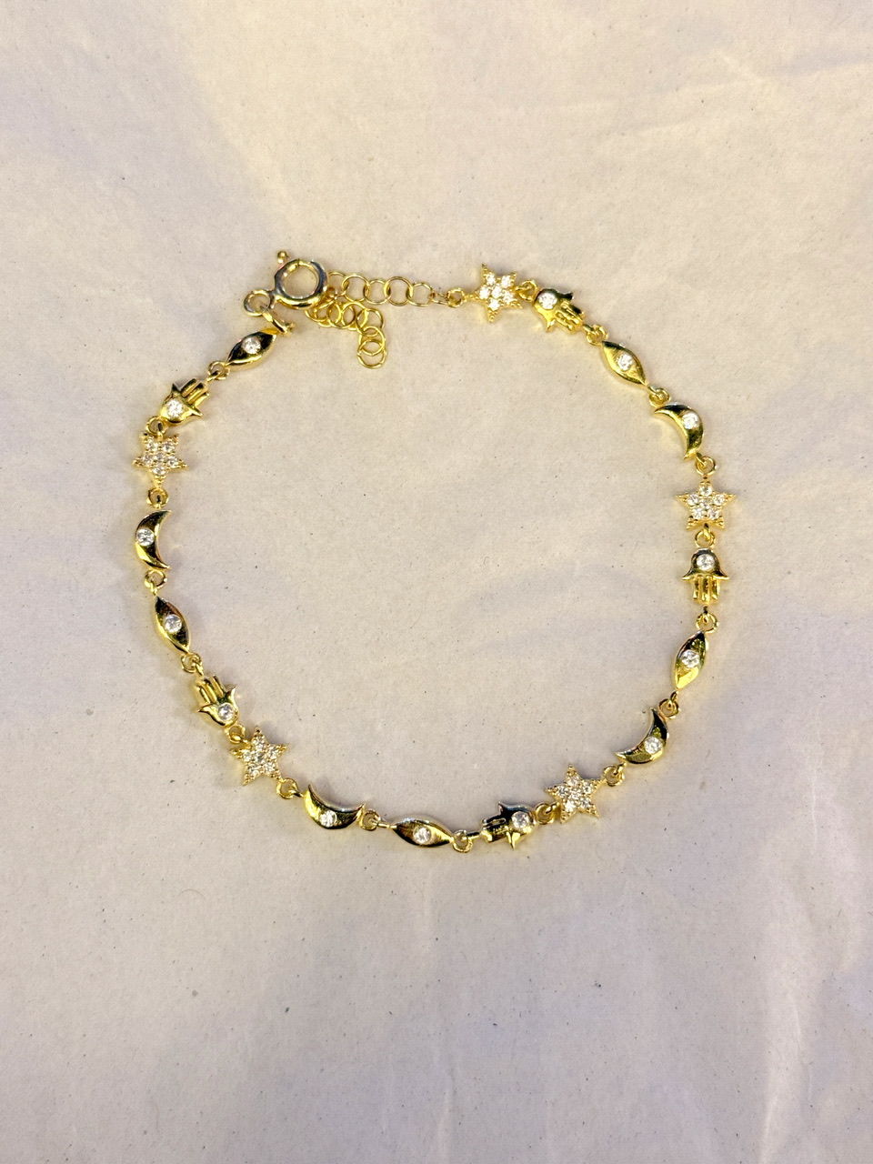 925 Gümüş | Hamsa-Yıldız-Ay-Göz Figürlü Manifest Bileklik