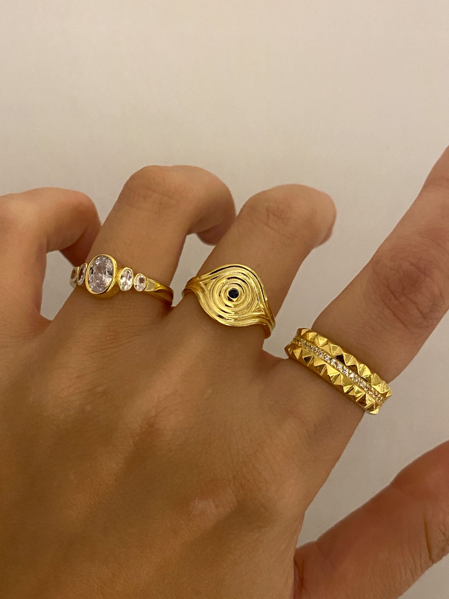 925 Gümüş | 5'li Oval Taşlı Yüzük