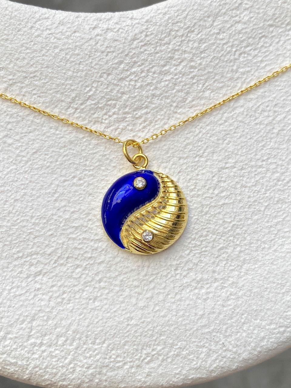 925 Gümüş | Lacivert Mineli Yin Yang Kolye