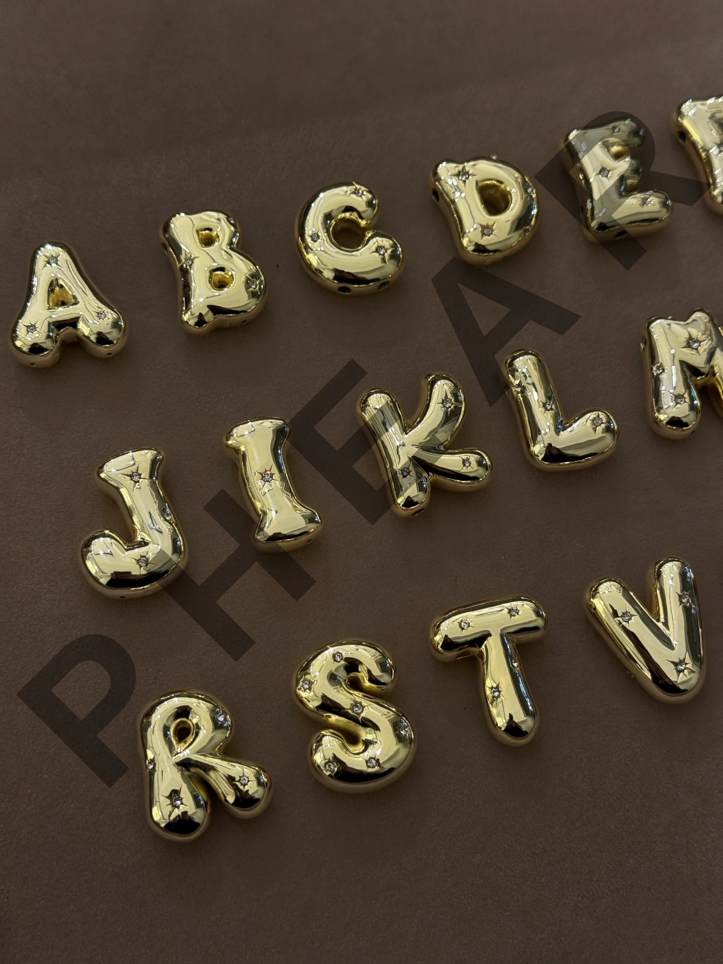 925 Gümüş | Yıldızlı Taş Detaylı 3 Boyutlu Balon Harf Kolye