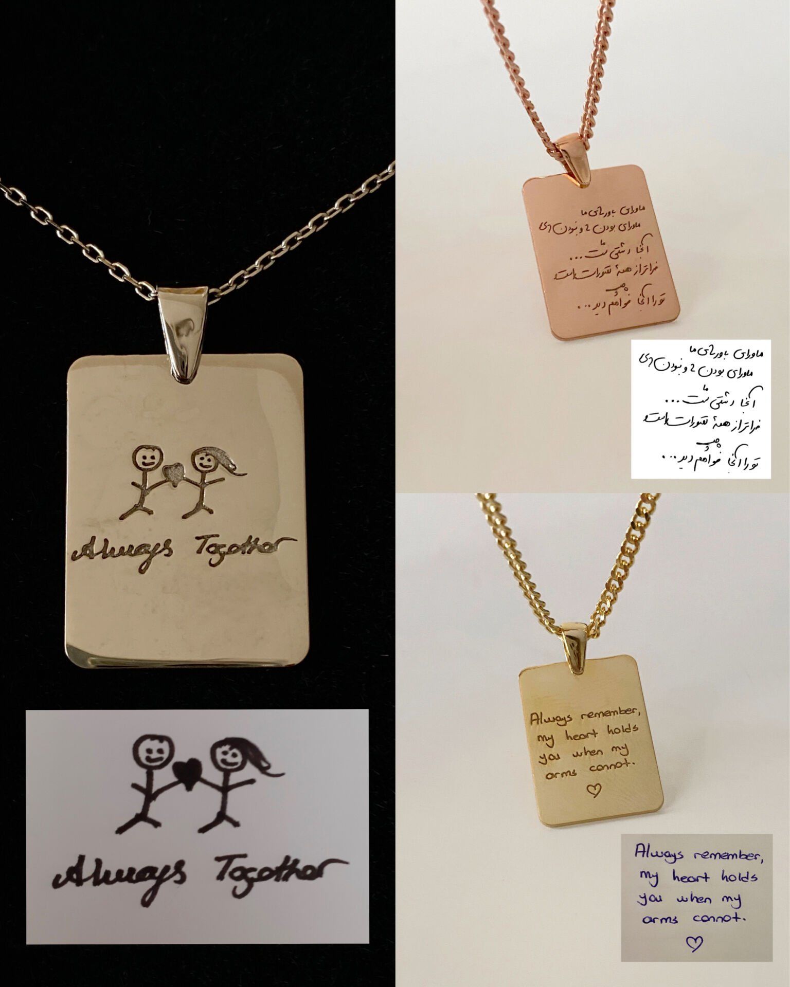 14K ALTIN | Unisex Kendi El Yazın ile İstediğini Yazdır Plaka Kolye