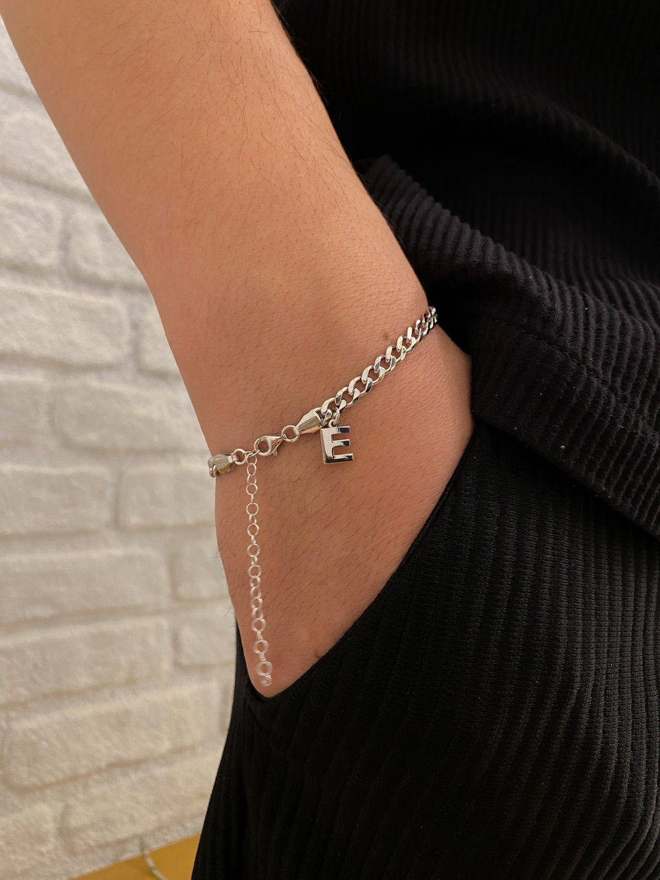 925 Gümüş | Harf Charmlı Unisex Kalın Gurmet Bileklik