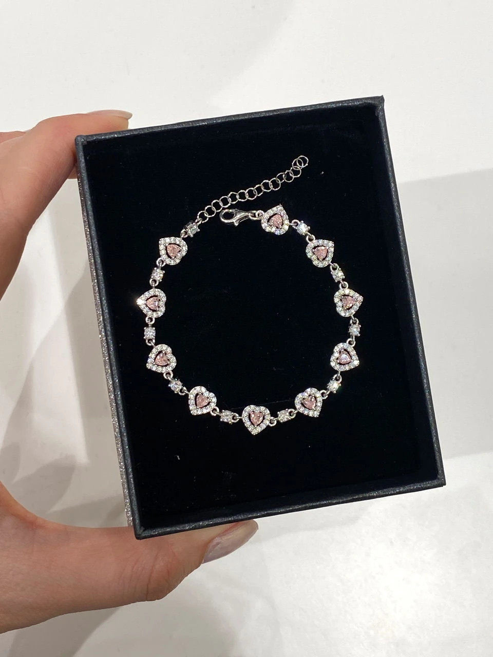 925 Gümüş | Pink Heart Zirkon Taşlı Bileklik