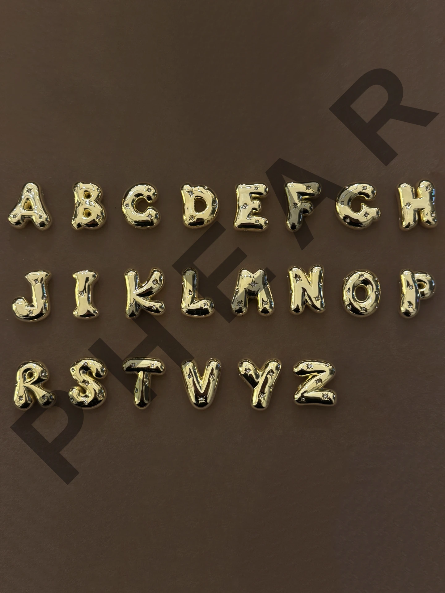 925 Gümüş | Yıldızlı Taş Detaylı 3 Boyutlu Balon Harf Kolye