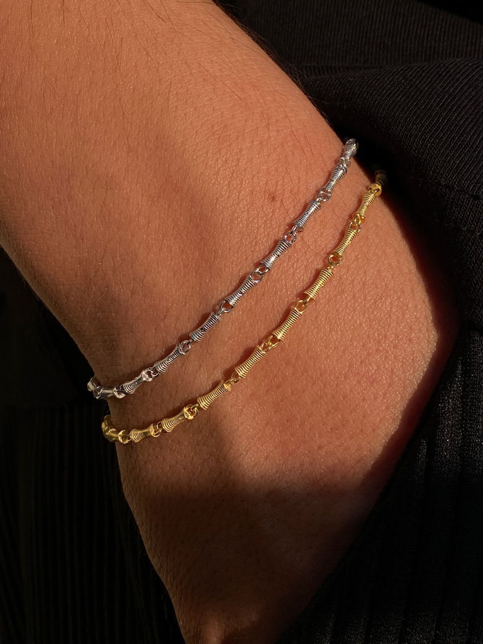 925 Gümüş | Unisex Örme Barlı Zincir Bileklik