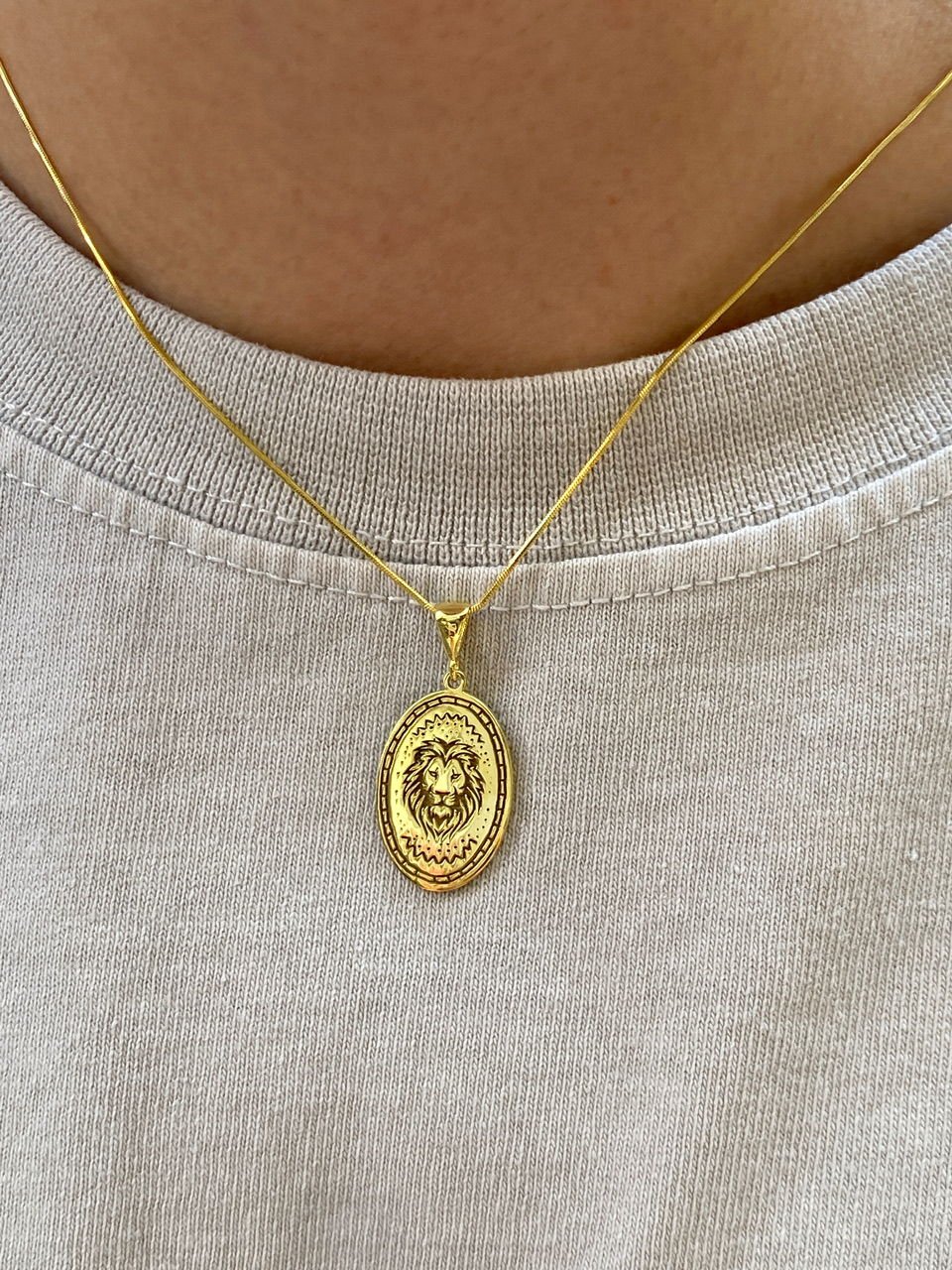 925 Gümüş | PHEAR Özel Tasarım Unisex Aslan Figürlü Madalyon Kolye