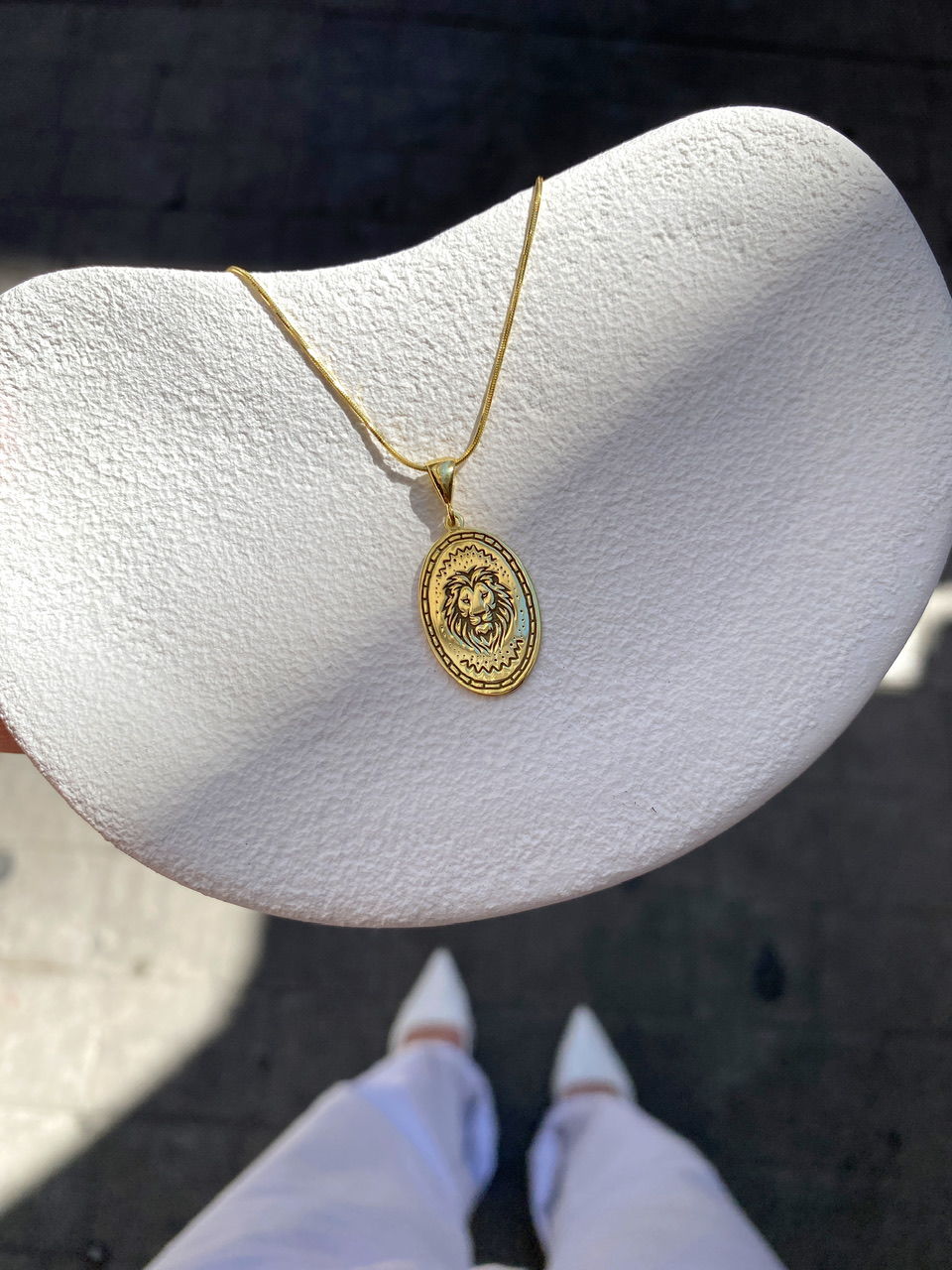 925 Gümüş | PHEAR Özel Tasarım Unisex Aslan Figürlü Madalyon Kolye