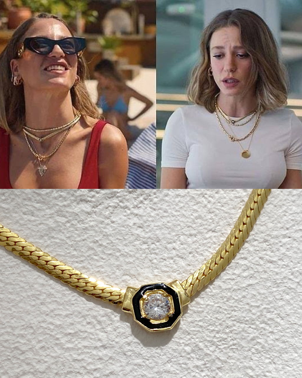 925 Gümüş | Taşlı Yassı Zincir (Serenay Kolyesi)