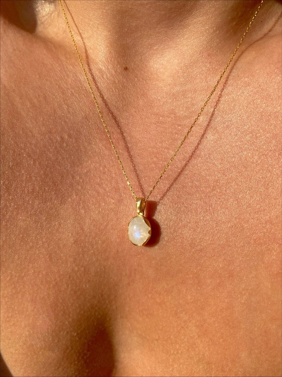 925 Gümüş | Doğal Ay Taşı Kolye