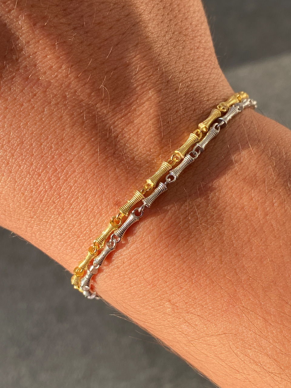 925 Gümüş | Unisex Örme Barlı Zincir Bileklik