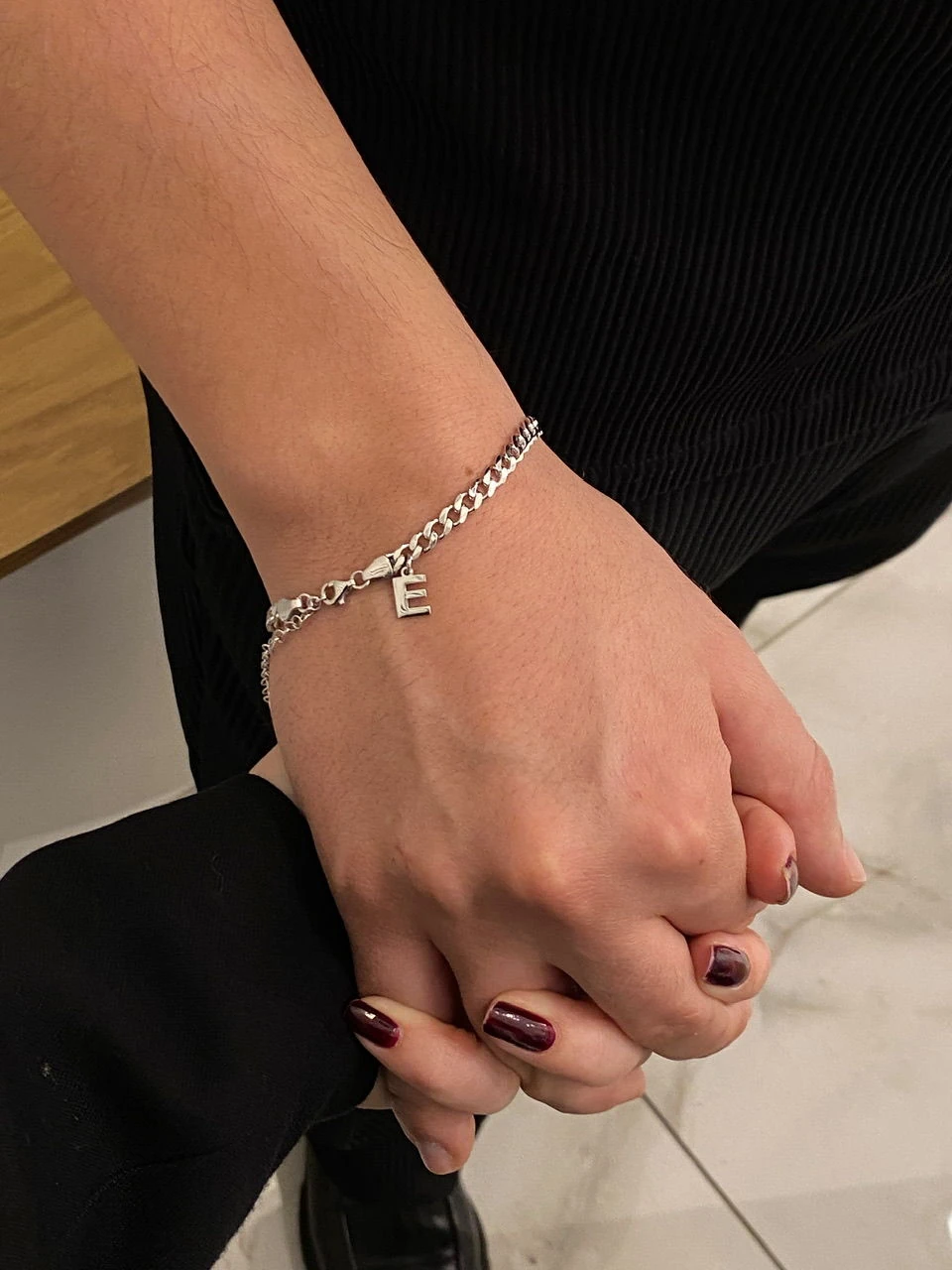 925 Gümüş | Harf Charmlı Unisex Kalın Gurmet Bileklik