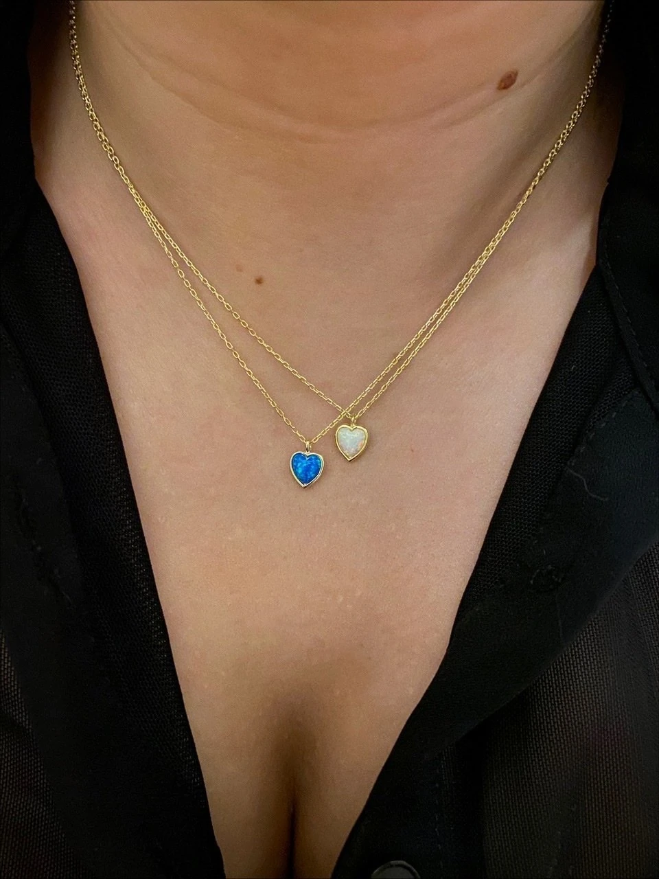 925 Gümüş | Opal Taşlı Kalp Kolye