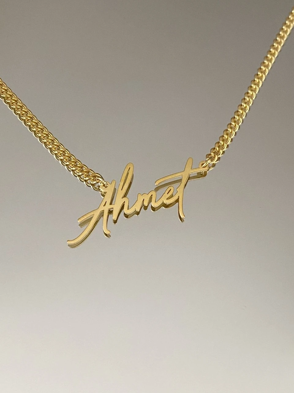 925 Gümüş | Özel Font 5 Kalın Zincirli İstediğini Yazdır Kolye