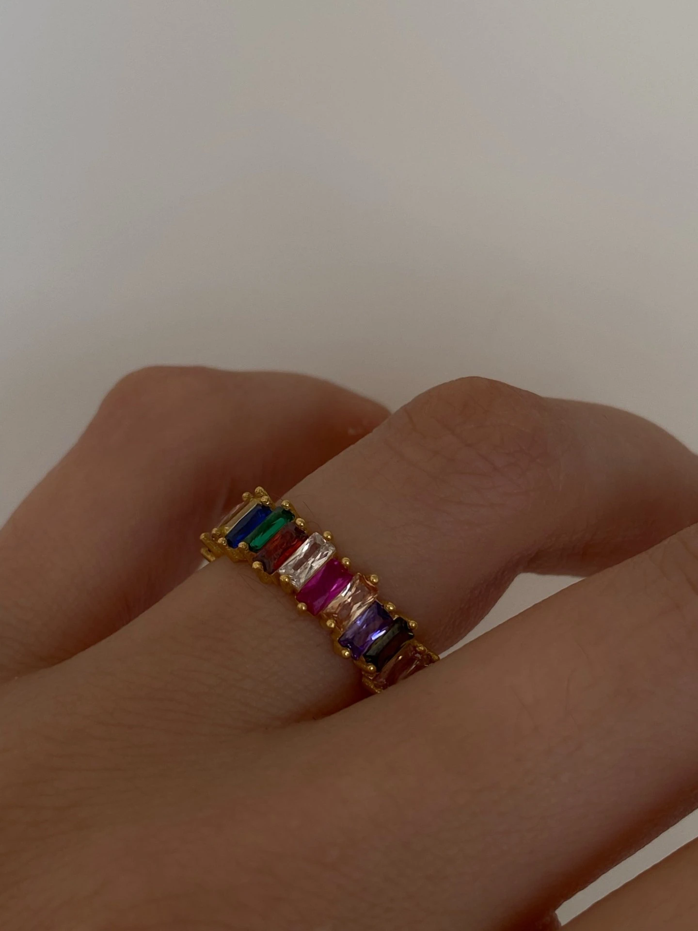 925 Gümüş | Renkli Baget Taşlı Tamtur Yüzük