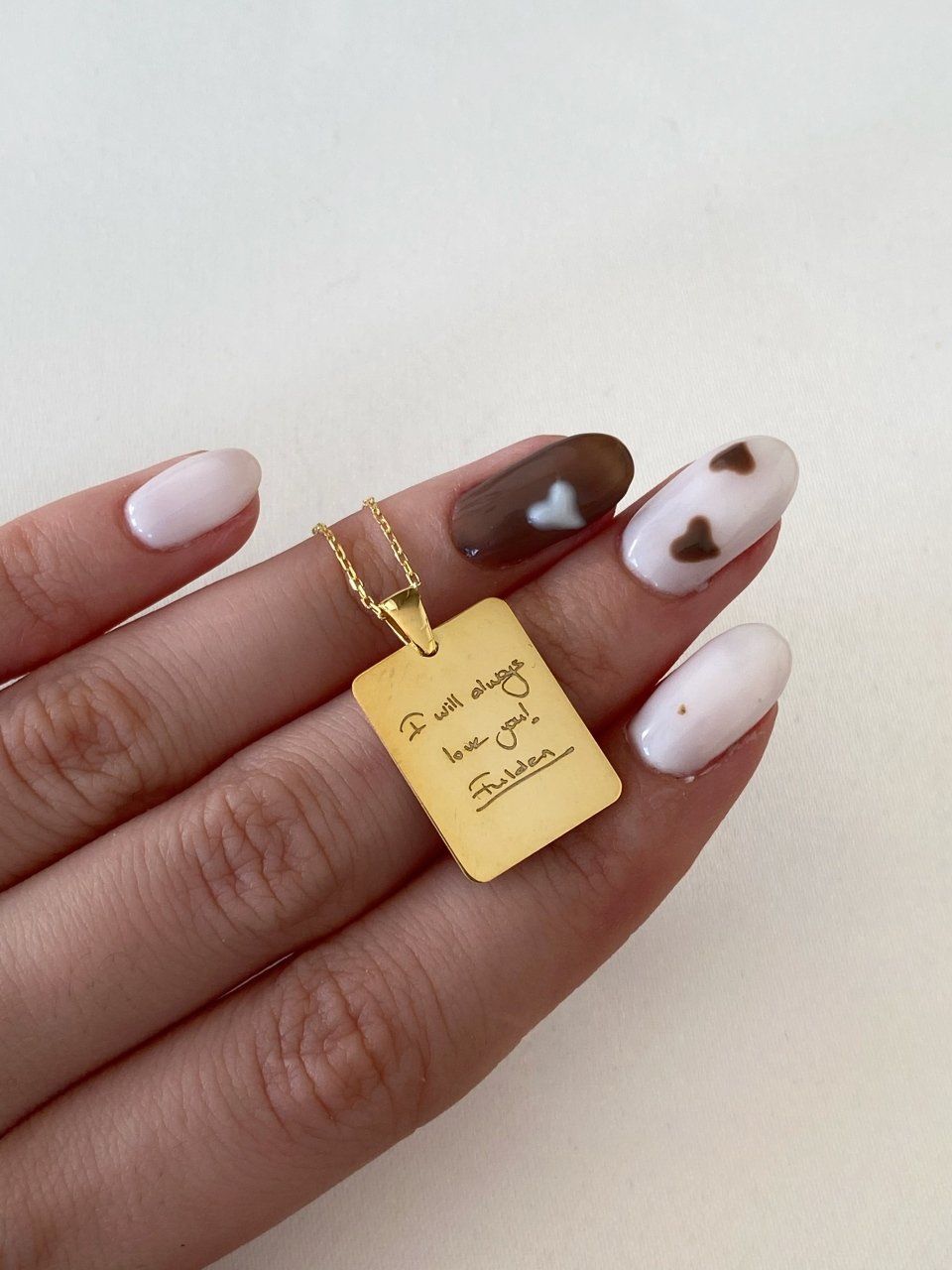 14K ALTIN | Unisex Kendi El Yazın ile İstediğini Yazdır Plaka Kolye