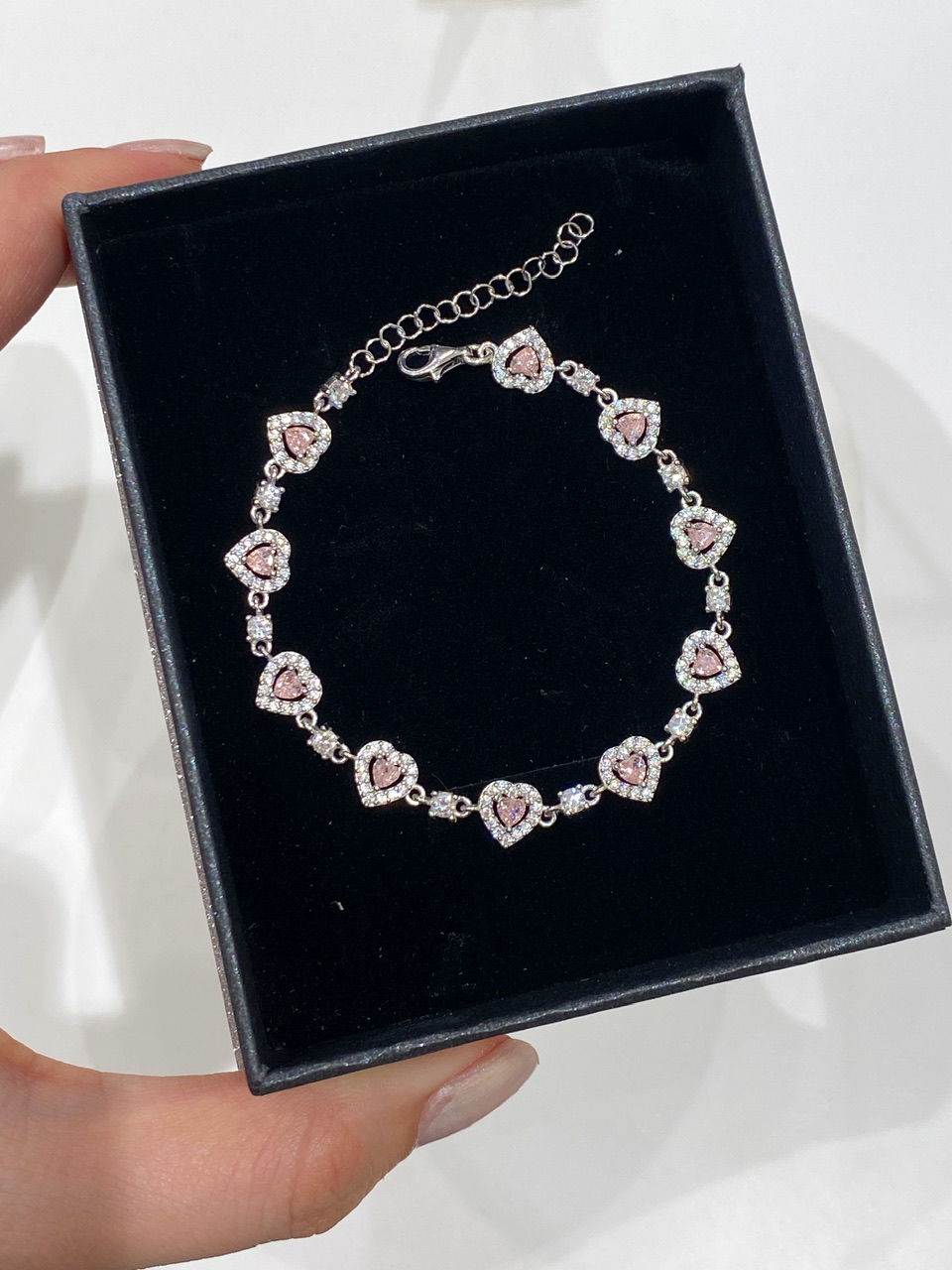 925 Gümüş | Pink Heart Zirkon Taşlı Bileklik