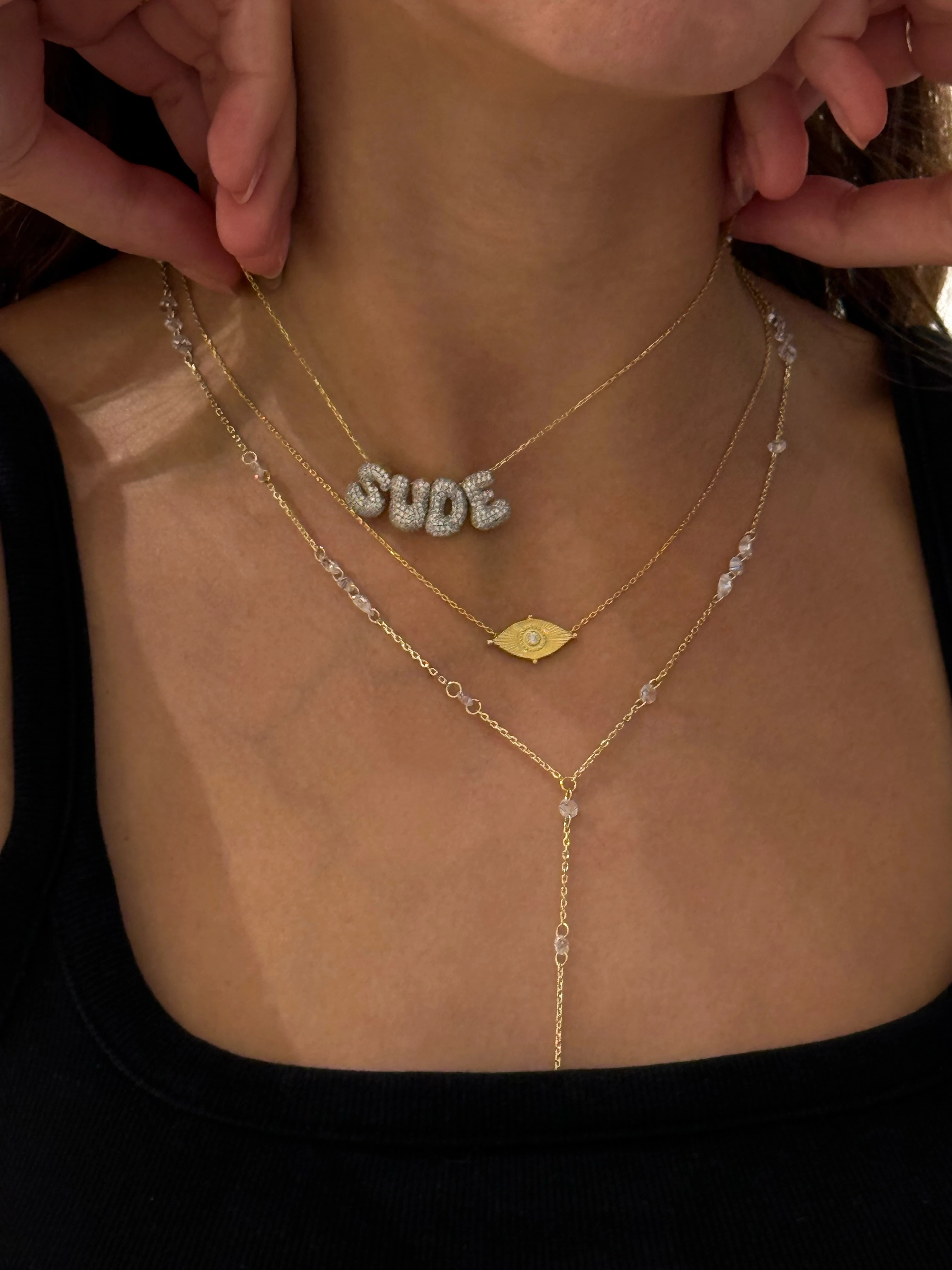 925 Gümüş | İstediğini Yazdır 3 Boyutlu Taşlı Mini Bubble Kolye