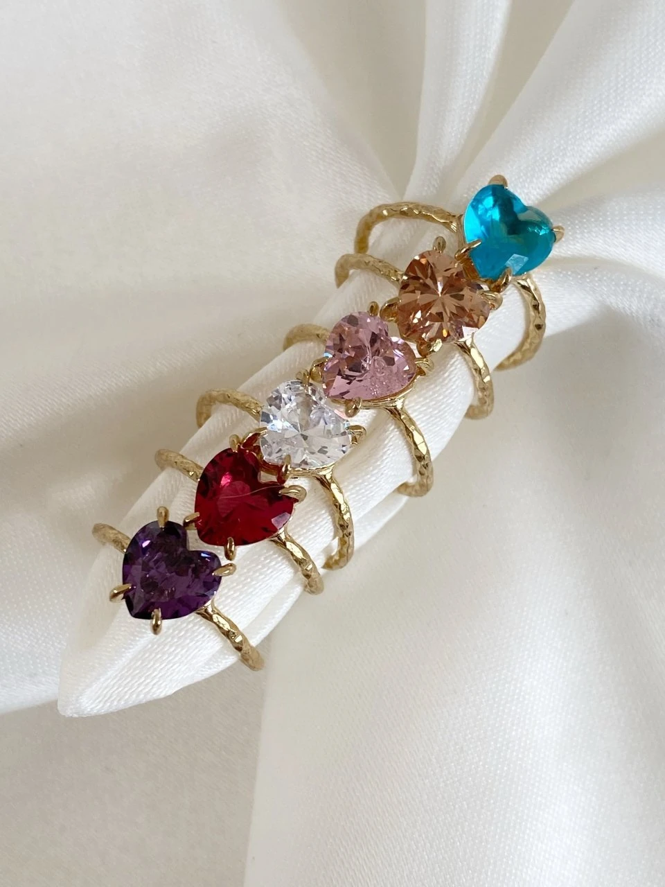 925 Gümüş | Kristal Taşlı Kalp Yüzük