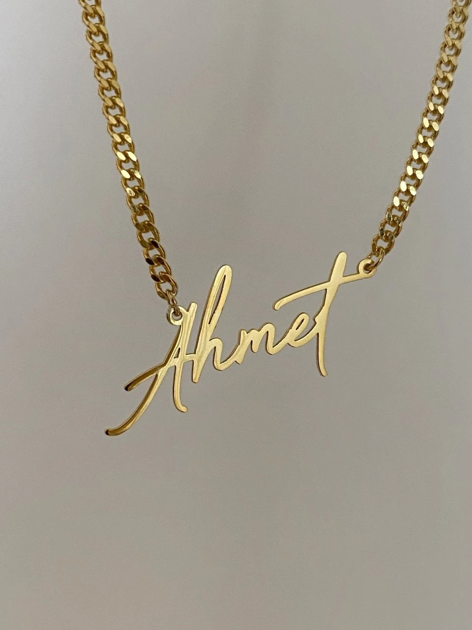 925 Gümüş | Özel Font 5 Kalın Zincirli İstediğini Yazdır Kolye