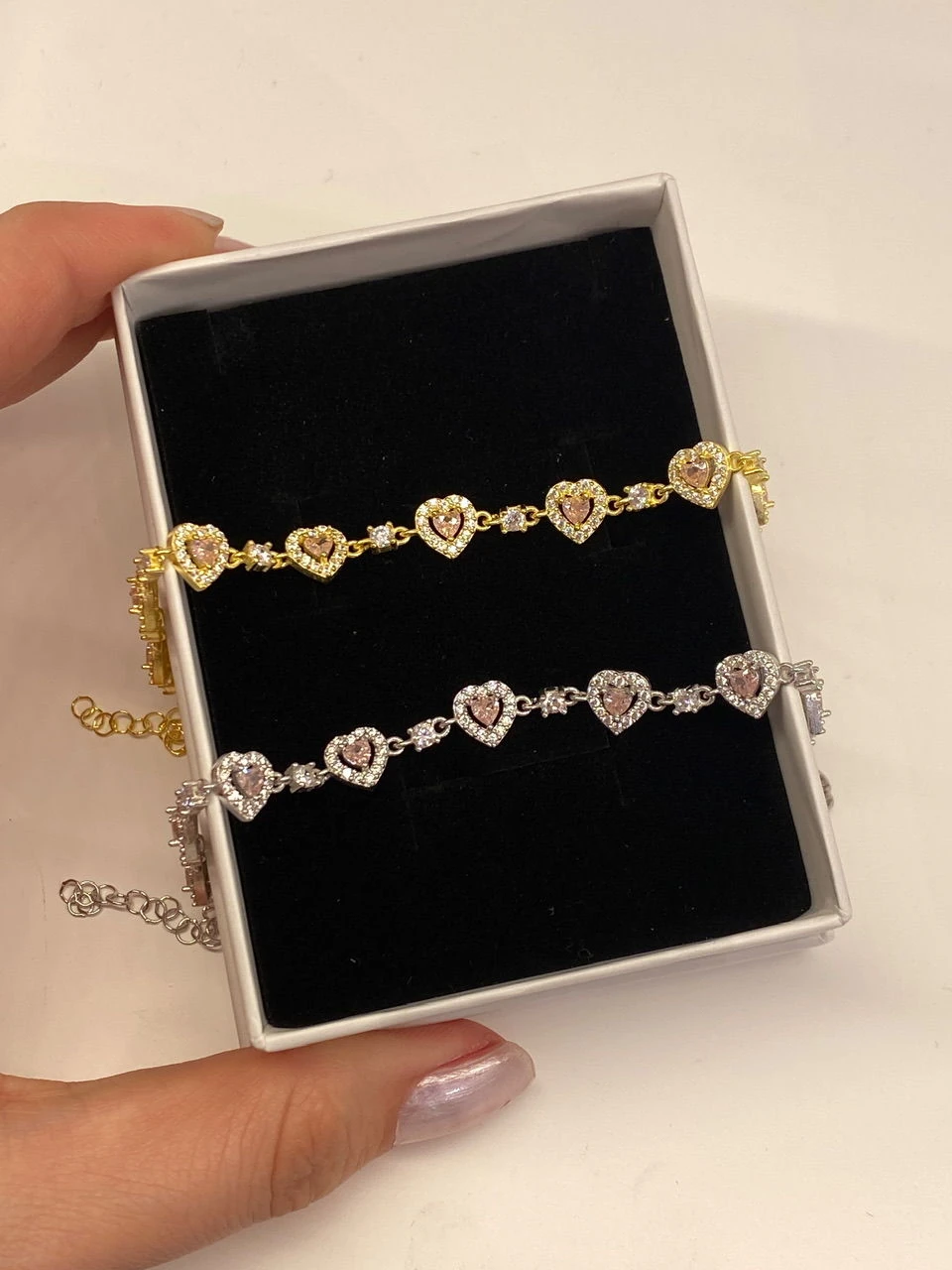 925 Gümüş | Pink Heart Zirkon Taşlı Bileklik